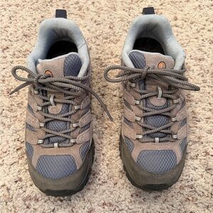 Merrell Moab Mid Women 8.5 WIDE Tan & Blue Outdoor Hiking Boots